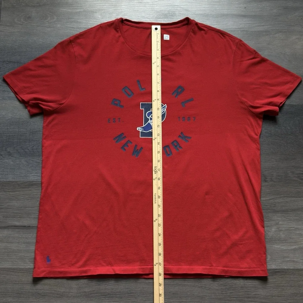 Polo Ralph Lauren P-Wing RL New York Mens XL T-Shirt Red Retro Stadium Style